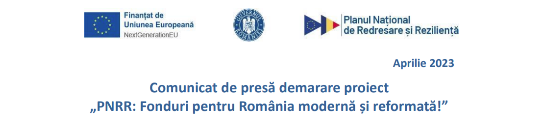 Comunicat de presă demarare proiect PNRR: Fonduri pentru România modernă și reformată! - Primăria Slatina-Timiș
